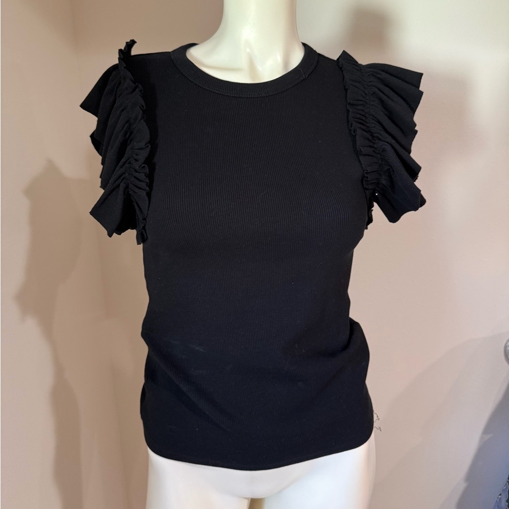 Express Black Ruffle Sleeve Top